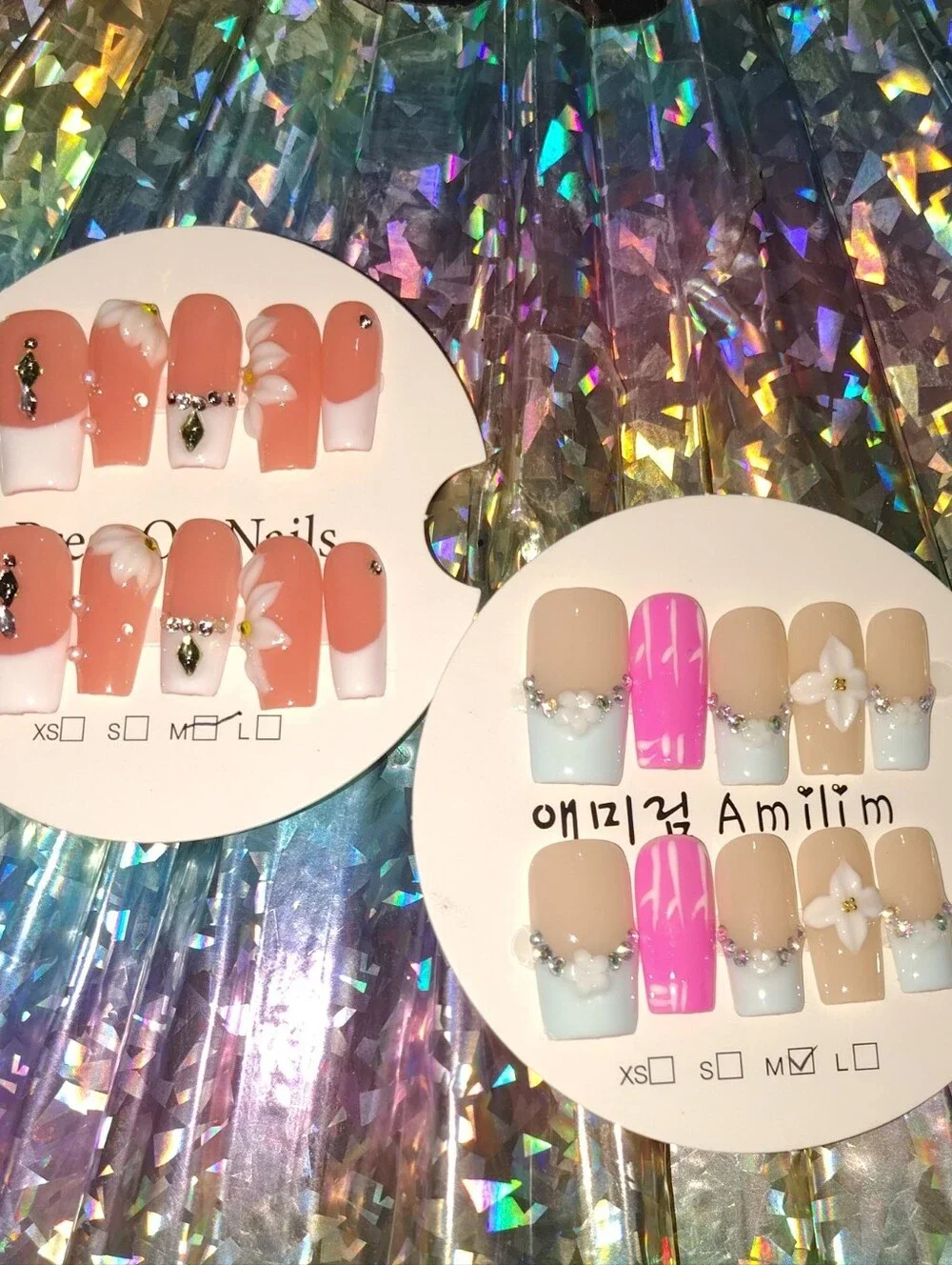 Cute Pink & Nude Floral Press-On Nails
